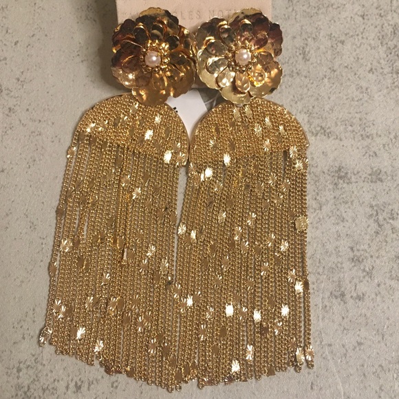 NWT Anthropologie Fringed Floral Drop Earrings - Picture 4 of 12
